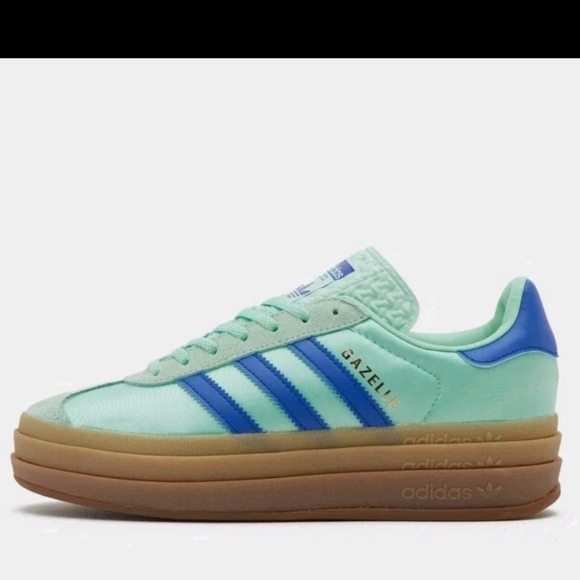 Adidas Gazelle Light Green with Blue Stripes - Picture 2 of 3